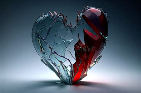 Broken Glass Heart with Crack. Generative AI Stock Image - Image of abstract, separation: 269920977