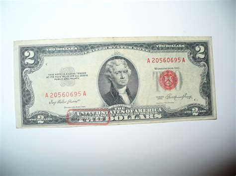 1953, Two Dollar Bill, Red Seal, (0695) Note