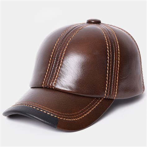 Men Vintage Genuine Leather Outdoor Baseball Cap Windproof Caps – Alexnld.com