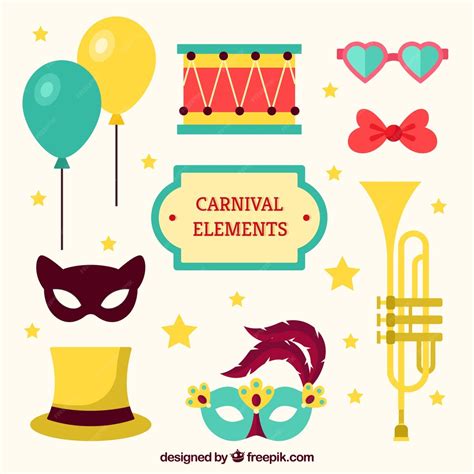 Free Vector | Flat carnival elements collection