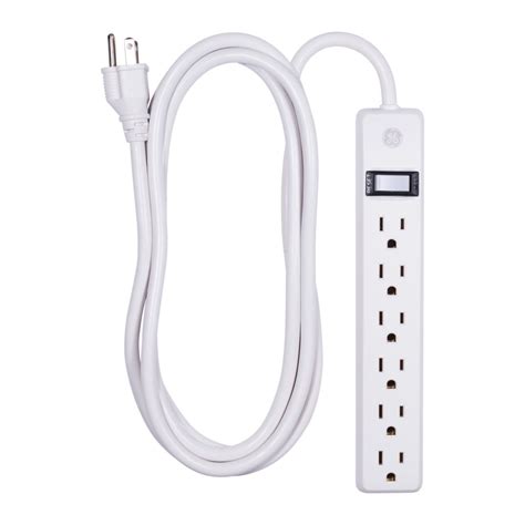 GE 6-Outlet Power Strip, Extra-Long 8ft. Cord, White, 14832 - Walmart.com - Walmart.com