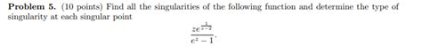 Solved Problem 5. (10 points) Find all the singularities of | Chegg.com