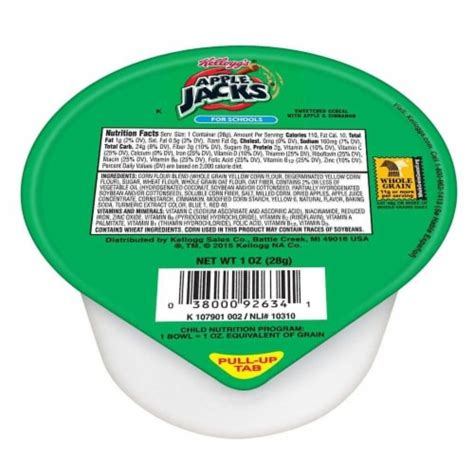 Kelloggs Apple Jacks Reduced Sugar Whole Grain Cereal, 1 Ounce Bowl -- 96 per case., 96-1 OUNCE ...