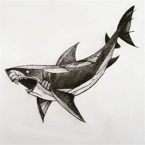 Shark Tattoo Drawing by Neto Lopes | Saatchi Art