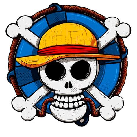 a skull wearing a yellow hat with two crossed bones and a rope around its neck