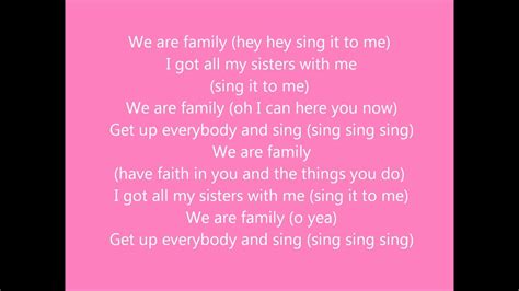 We Are Family Lyrics Video - YouTube