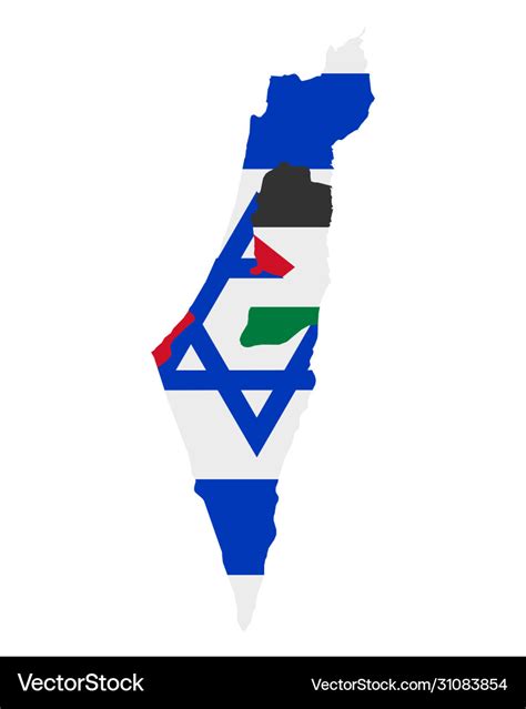 Flag in map israel and palestine Royalty Free Vector Image