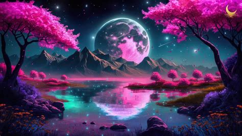 Moon Night Cherry Blossom 4K #3291m Wallpaper PC Desktop