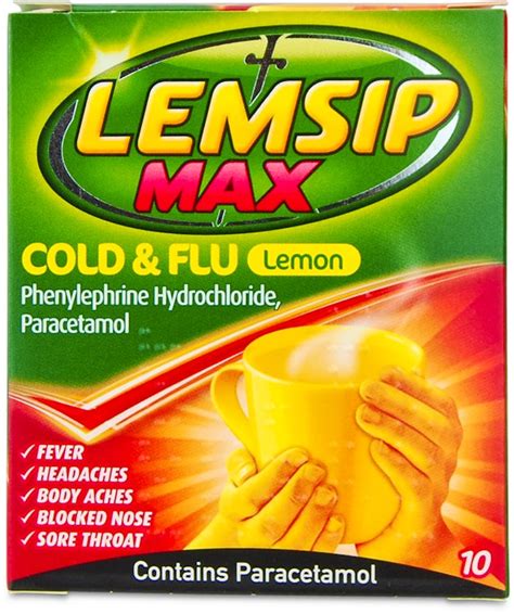 Lemsip Max Cold and Flu Lemon 10 Sachets | medino