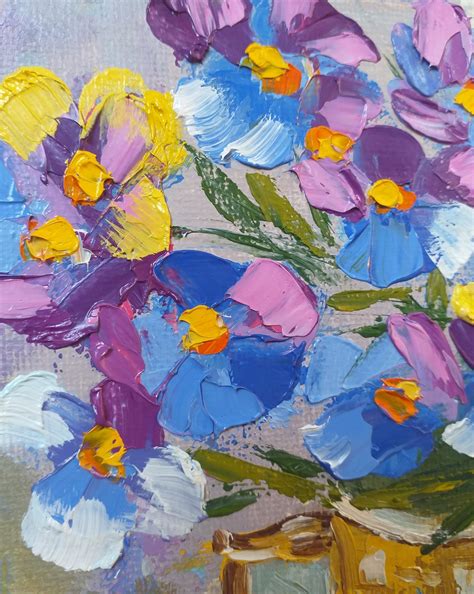 Pansy Painting Flower Original Art Bouquet Oil Painting Canvas - Etsy