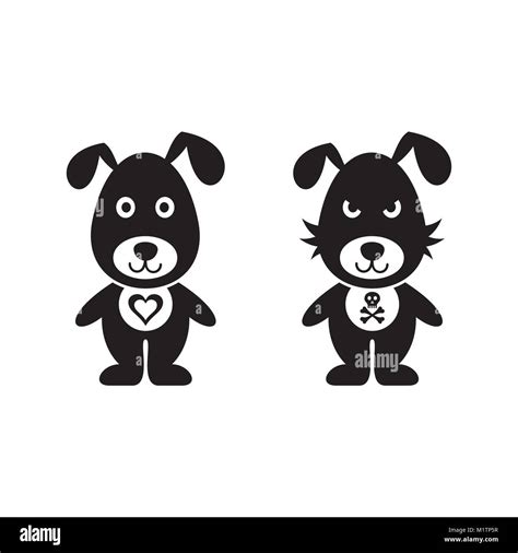 Black vector lovely and bad dog icons isolated Stock Vector Image & Art - Alamy