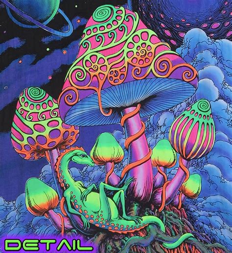 Trippy Wall Art 'cosmic Shrooms' Psychedelic Tapestry - Etsy