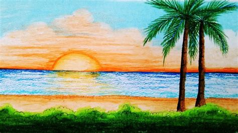 Beach Landscape Painting For Kids / It is very easy method for children ...