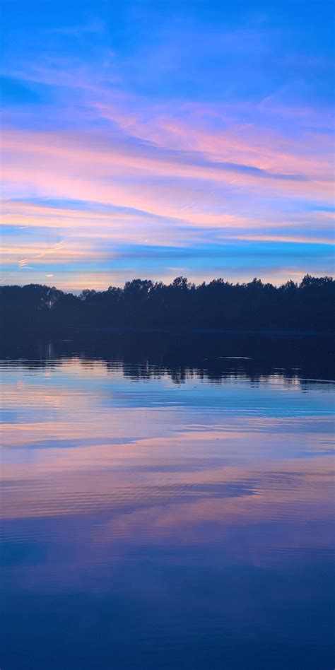 Blue sky, sunset, lake, reflections, nature, 1080x2160 wallpaper | Blue sky wallpaper, Sunset ...