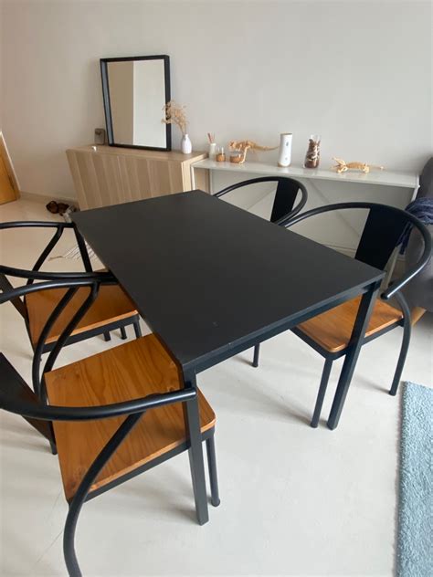 IKEA black dining table, Furniture & Home Living, Furniture, Tables & Sets on Carousell