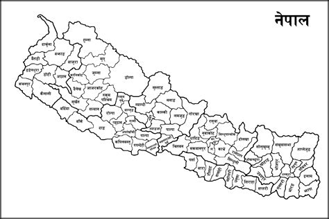 Map of Nepal with district names in Nepali | Clipart Nepal