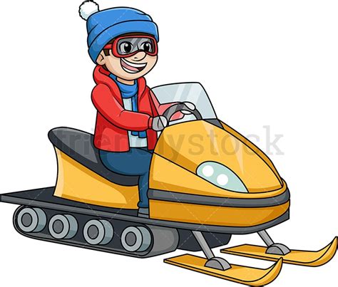 Man Riding A Snowmobile Cartoon Clipart Vector - FriendlyStock