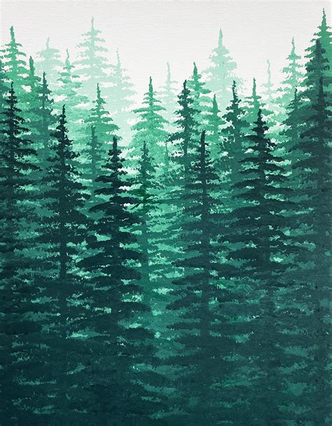 Pine Tree Forest Fade Vertical Raw Art Print Home Decor - Etsy