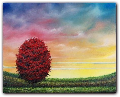 Original Landscape Painting Red Tree Painting Contemporary