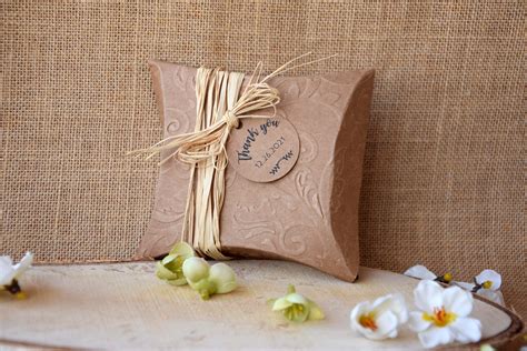 Rustic Wedding Favor Boxes, Craft Pillow Boxes, Party Large Pillow Boxes