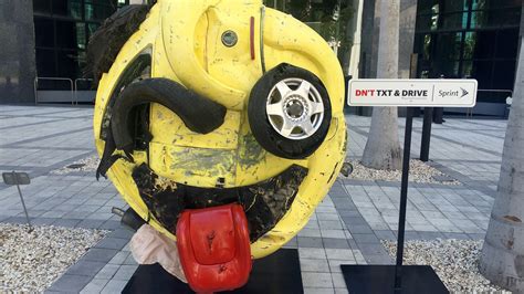 Sprint Turned a Wrecked Car Into a Mangled Emoji for This 'Don't Text and Drive' Sculpture