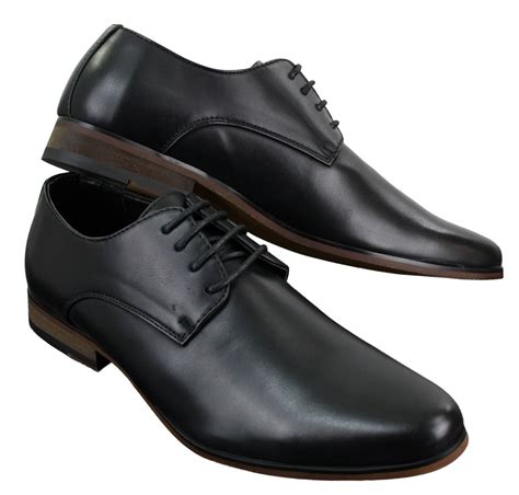 Mens Laced Plain Leather Lined Laced Smart Casual Formal Shoes Black ...