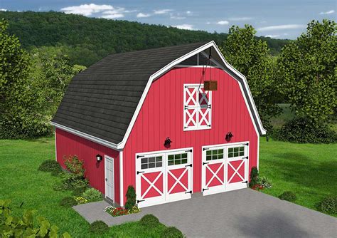 Classic Barn-Style Garage with Loft - 68477VR | Architectural Designs - House Plans