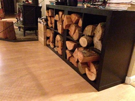 IKEA Expedit indoor firewood storage. Easy hack and looks better than a ...