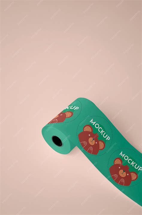 Premium PSD | Green sticker roll with bears