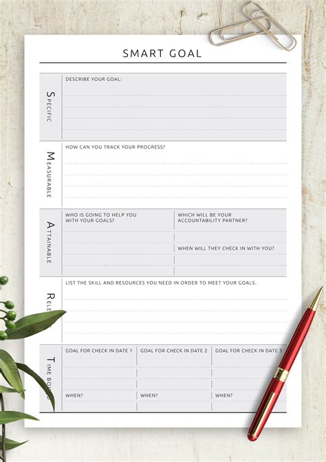 Download Printable Personal SMART Goal Template PDF