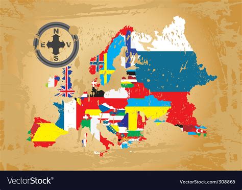 European flag map Royalty Free Vector Image - VectorStock