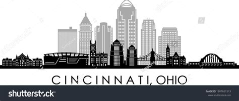 Cincinnati City Ohio Skyline Silhouette Cityscape Stock Vector (Royalty Free) 1807651513 ...