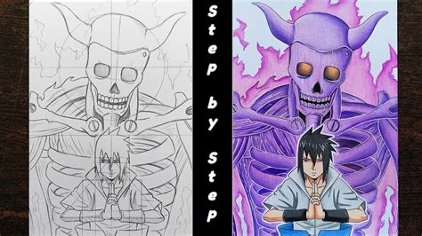 How To Draw"Uchiha Sasuke"with(incomplete)Susanoo step by step Tutorial for beginners - YouTube