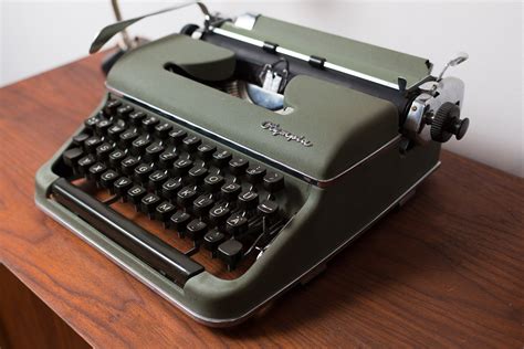 Vintage Olympia Typewriter - WORKING Army Green Typewriter - Made in West Germany - Original Case