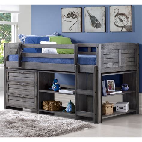 Donco Kids Louver Twin Low Loft Bed with Storage | Wayfair