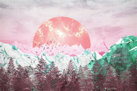 Pink Snow Mountains Wallpaper | Happywall