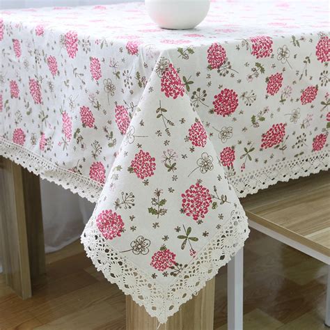 Linen Cotton Lace cloth tablecloth Rectangular Floral Vintage ...