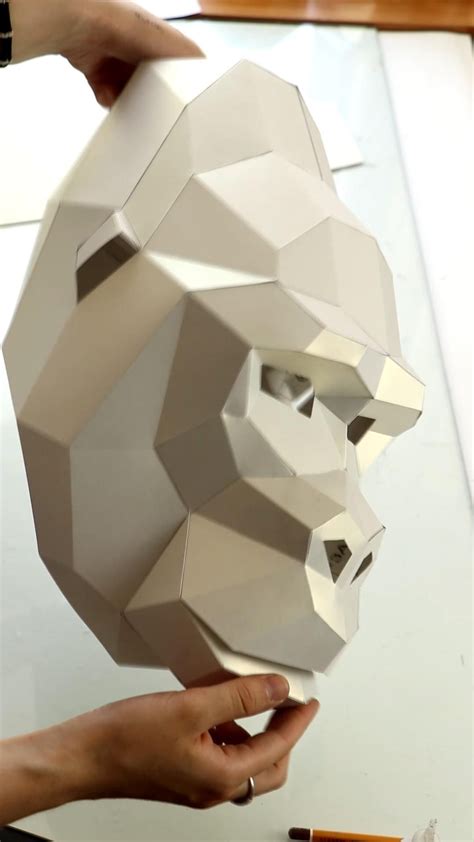 Diy gorilla paper craft gorilla pdf template gorilla polygon mask – Artofit