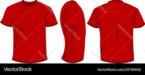 Red t-shirt template in front side and back views Vector Image