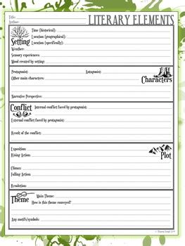 5 Literary Elements Worksheets by Stacey Lloyd | TPT