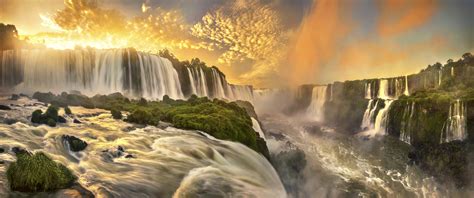 Brazil Glow Iguazu Falls Sunset Waterfall Wallpaper - Resolution ...