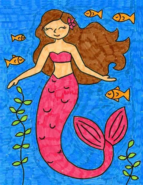 How to Draw a Mermaid Easy, Step-by-Step Art Lesson for Kids