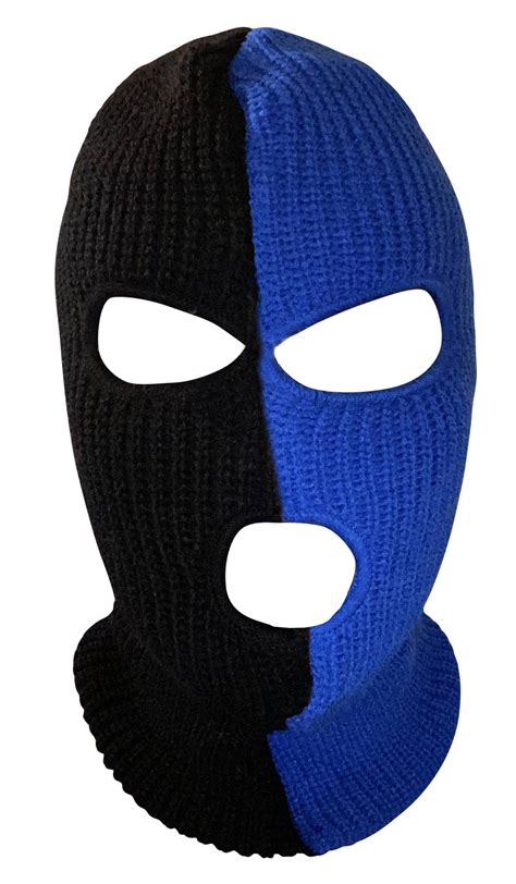 Ski Mask Blue and Black colors 3 holes Half Blue Half Black | Etsy