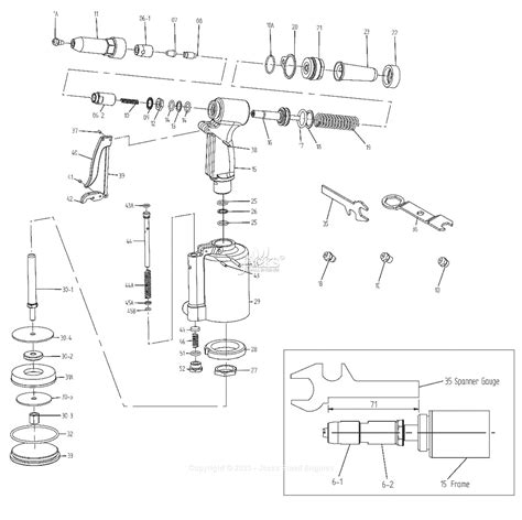 Jet Tools JAT-920 Pneumatic Riveter 505921 Parts Diagram for Parts List