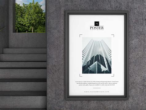 Free Interior Concrete Wall Poster Mockup (PSD)