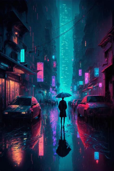 Cyberpunk Rainy Neon City - Neon Mirra - Digital Art & AI, Landscapes ...