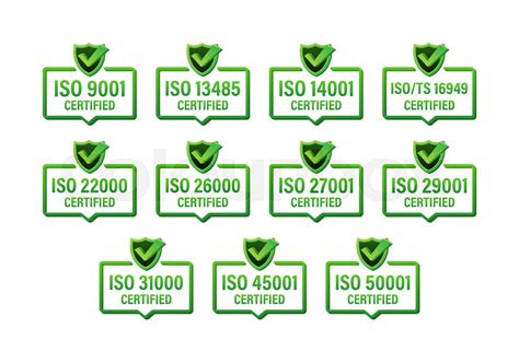 Set of ISO Certification stamp and labels. ISO Certified badge. Information security management ...