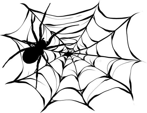 Black Spider And Torn Web. Scary Spiderweb Of Halloween Symbol Stock Vector - Illustration of ...