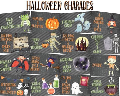 34 Halloween Charades Halloween Games Halloween Party | Etsy