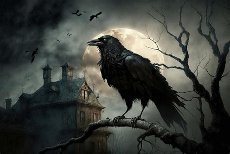 Premium Photo | Dark eerie crow in the backdrop with a horror theme